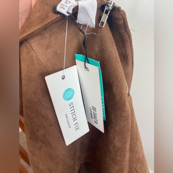 BB Dakota X Steve Madden Arizona Faux Suede Mini Skirt Size 10 Camel Shark Hem - Picture 7 of 13